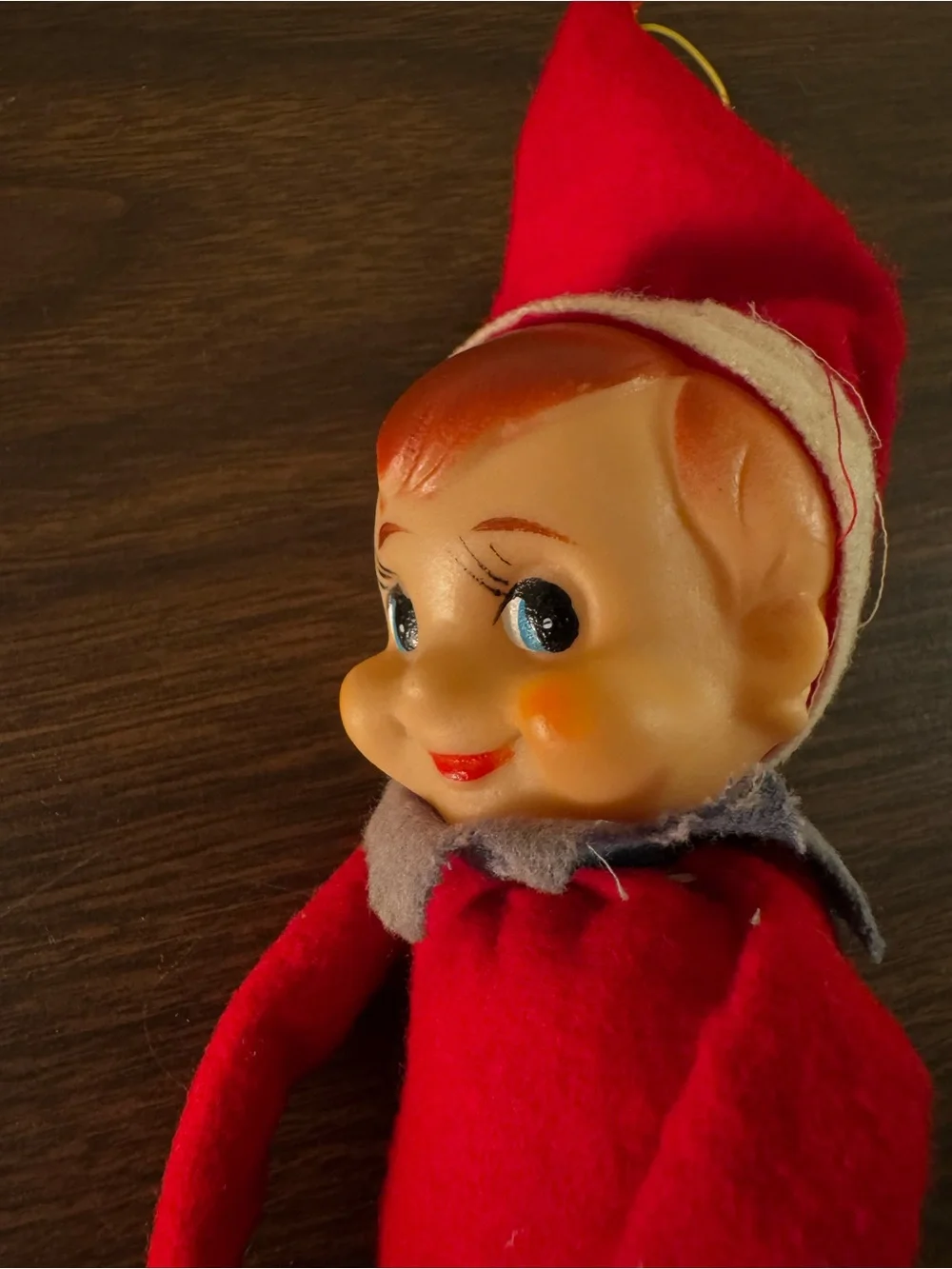 Vintage Made in Japan Knee Hugger Elf Pixie Tree Hugger Christmas Ornament 12”